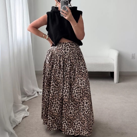 Mare Mare x Anthropologie Basque Waist Animal Leopard Print Long Maxi Skirt NWT! - Picture 6 of 10